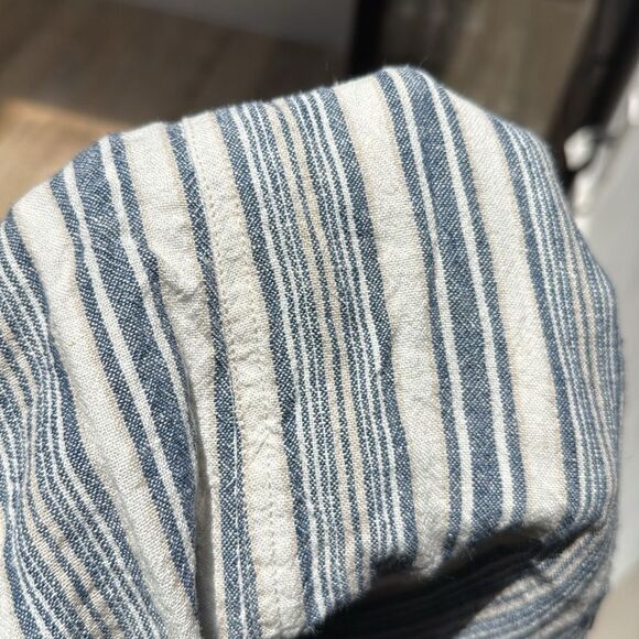 Blue & Off White Striped Linen Blend Button-Front Midi Skirt Size S - Picture 6 of 7
